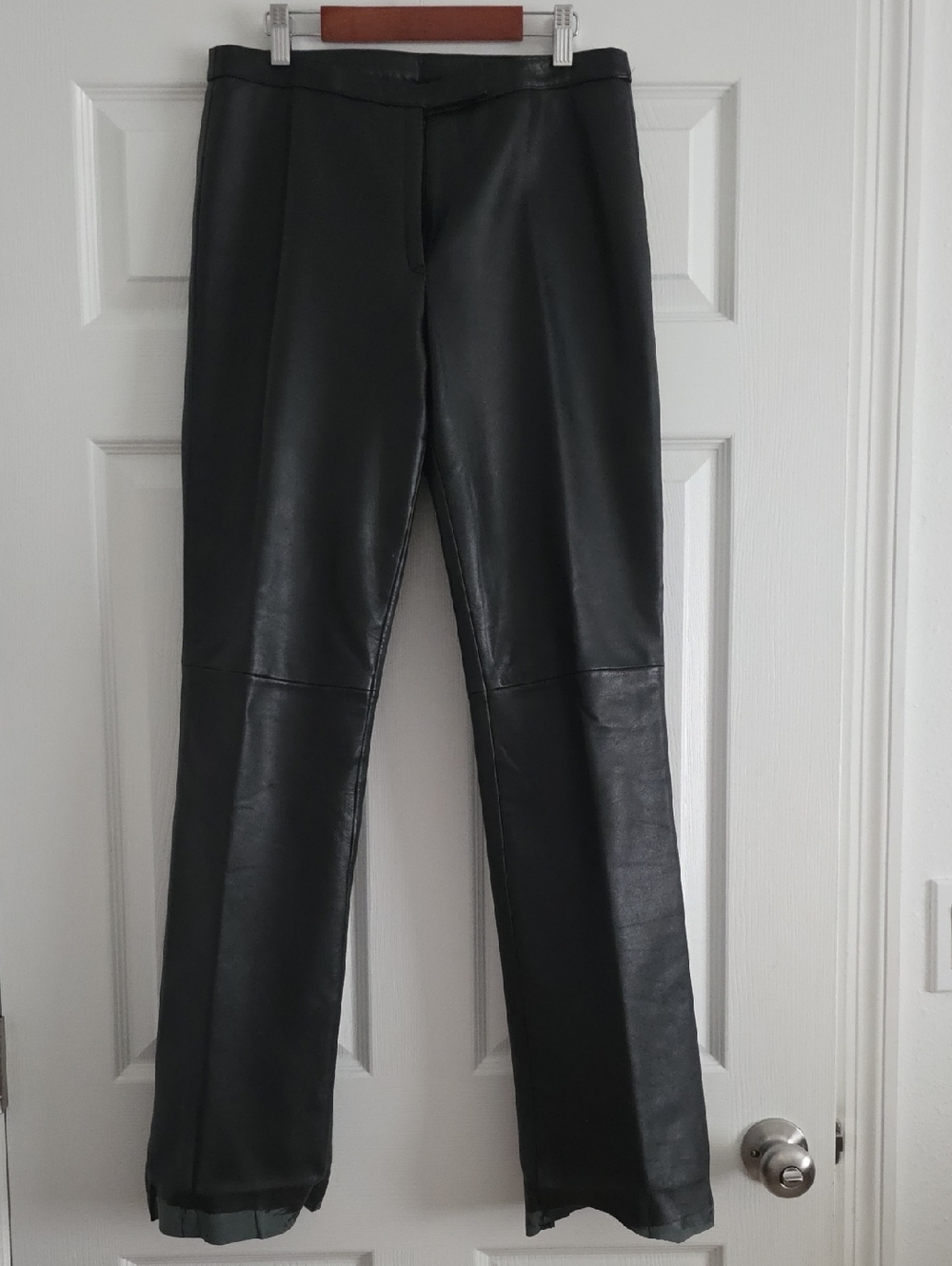 Black Faux Leather Straight-Leg Pants